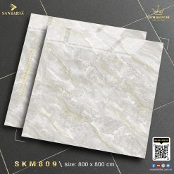 Gạch ốp lát 80x80 xanh khắc vàng Santania SKM809