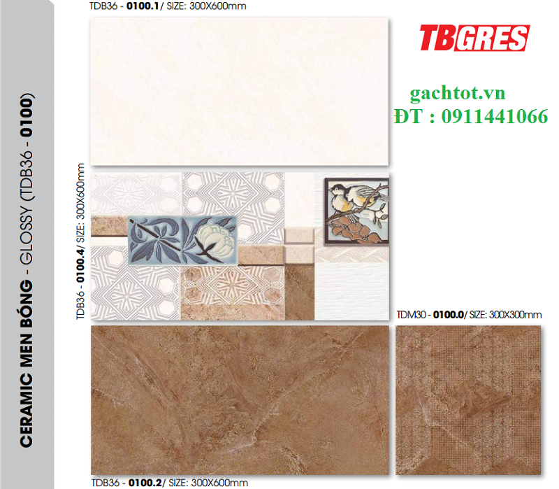 Gạch ốp tường 300×600 Thạch Bàn TBGRES TDB36 – 0100.1